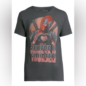 New MARVEL Dead Pool Gray Graphic TEE Crew Neck T-Shirt Mens L Short sleeve NWT
